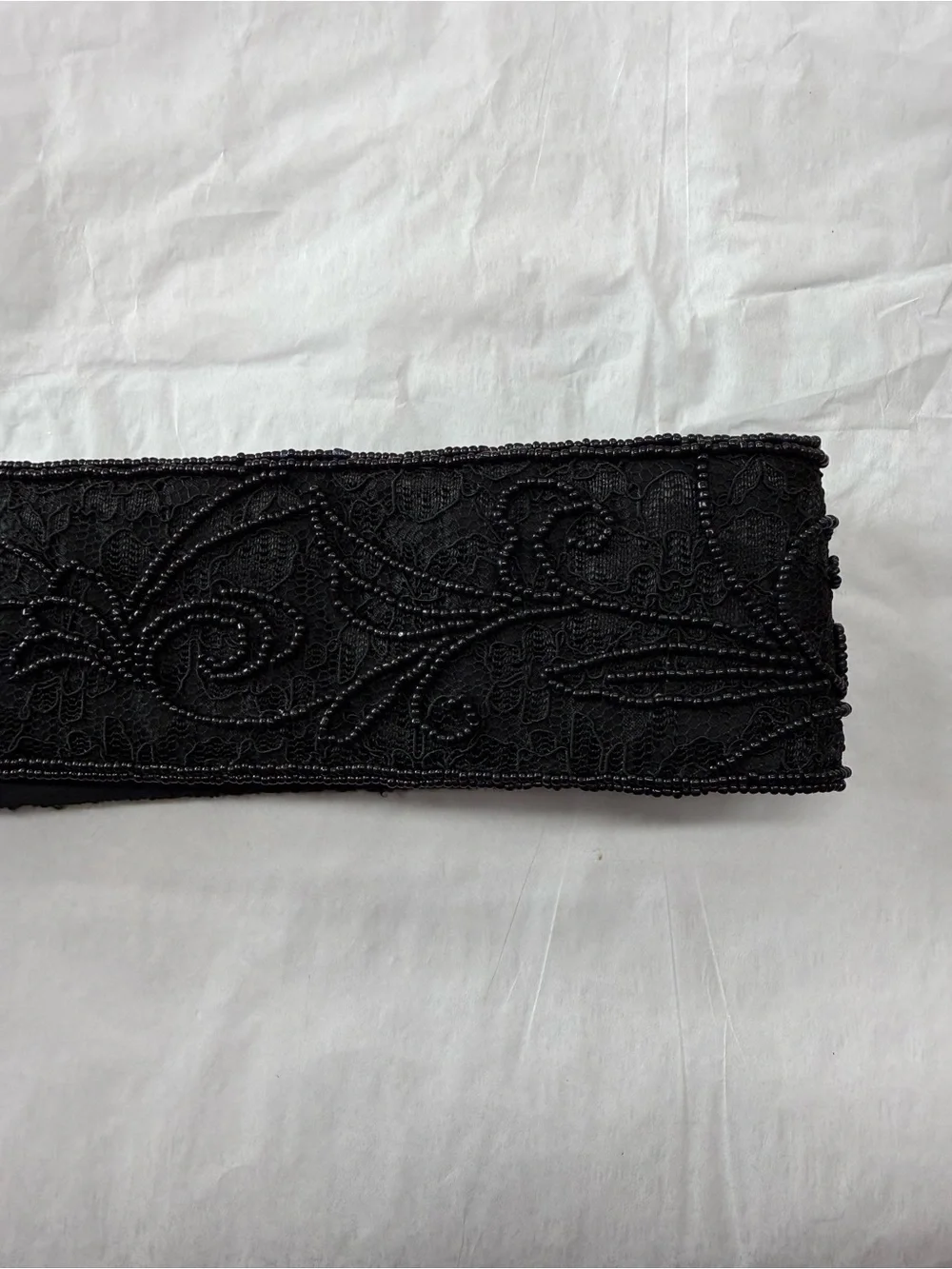 NWT La Regale Black Beaded Lace Wide Waist Belt Size Small Vintage